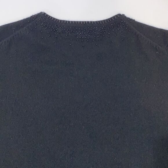 Valerie Stevens Black Cashmere Beaded Cardigan Sweater Size Medium - Picture 9 of 13